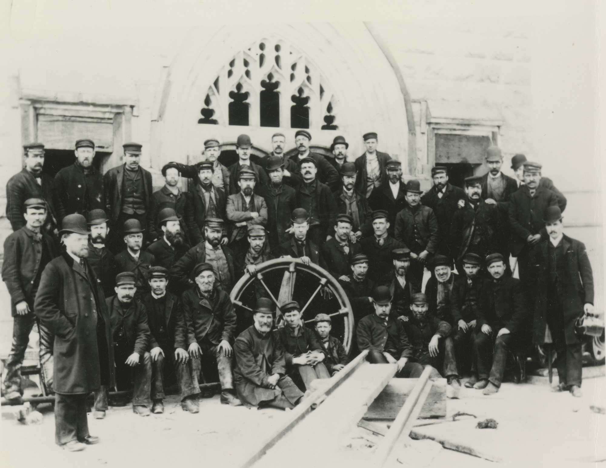 Full image of the Construction crew working on Tower Bridge