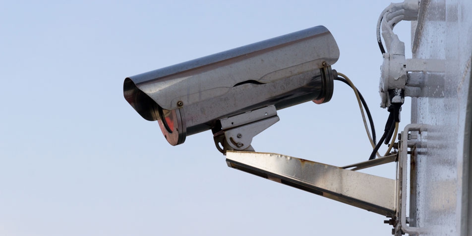 A CCTV camera mounted on a wall