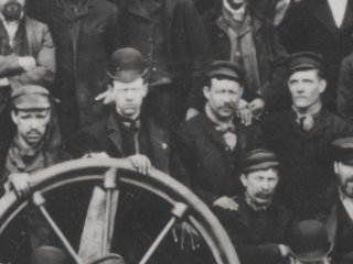 Close-up of the construction team working on Tower Bridge