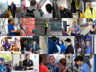 Collage of images of people who work at Tower Bridge today