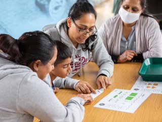 Families taking part in activities