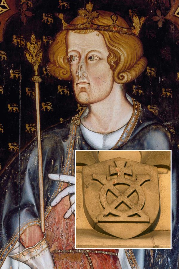 Portrait thought to be Edward I and image of Bridge House Estates symbol on Tower Bridge