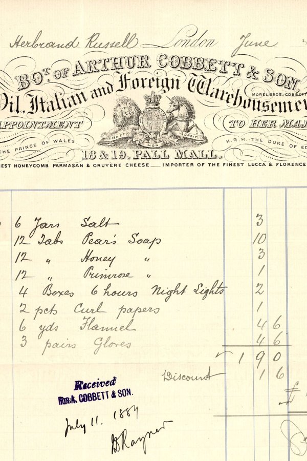 An old piece of paper with a Victorian shopping list written on it (c) Society of Genealogists