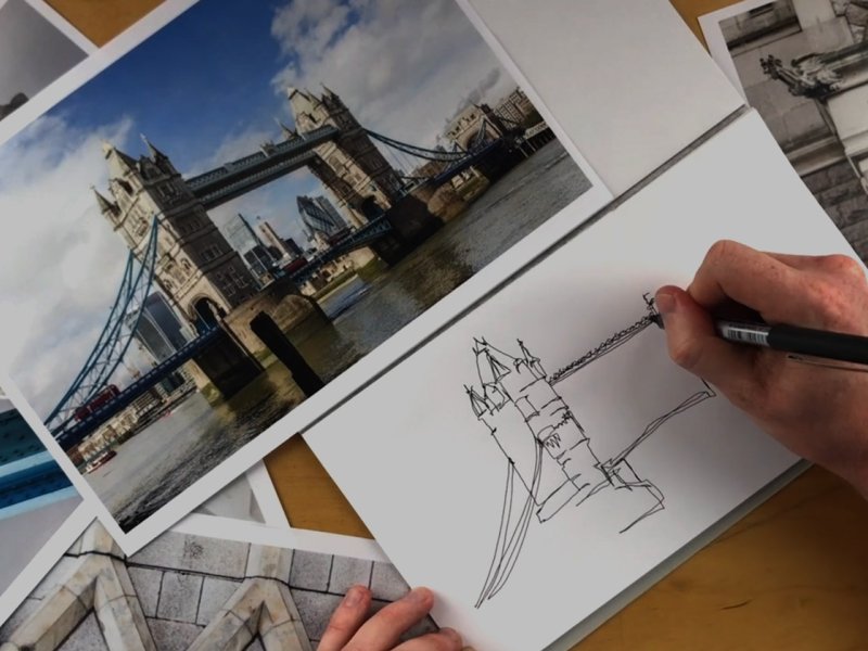 Alex Evan's Contour drawing of Tower Bridge