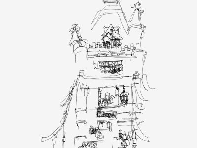 Alex Evans contour drawing of south tower