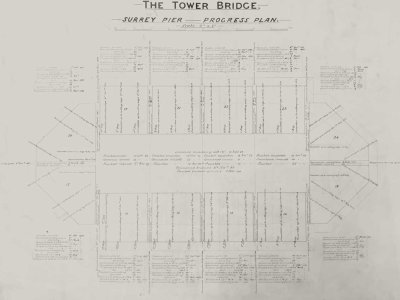 Designs for the Surrey (or southern) pier of Tower Bridge