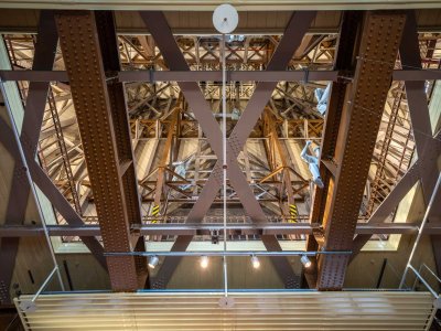 Steelwork in the roof of the South Tower
