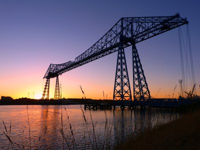 Tees Transporter Bridge at sunrise