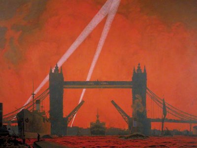 Pool of London during Dockland Air Raids, Charles Pears