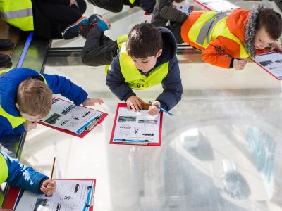 School children on Tower Bridge's Glass Floors