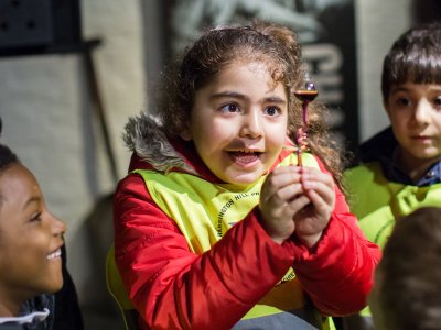Child with hand boiler at Tower Bridge's Engine Rooms