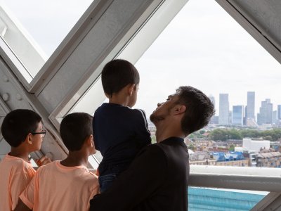 Family looking at the views
