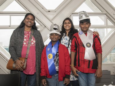 Family inside Tower Bridge's Walkway