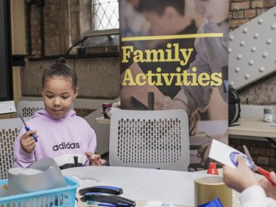 Family inside Tower Bridge's Walkway