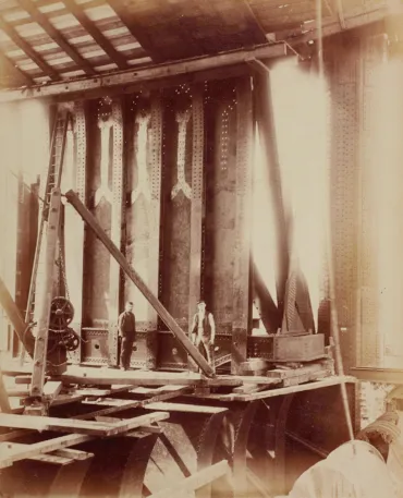 Workers working at Tower Bridge under construction