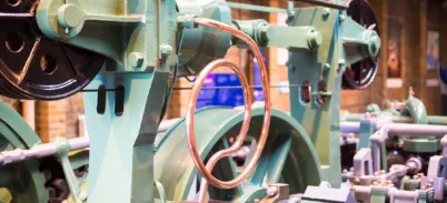 A close up of the machinery engine at the Engine Rooms.