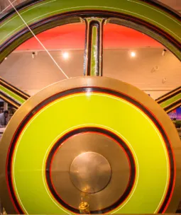 Close up of the green and red engines in the Engine Room