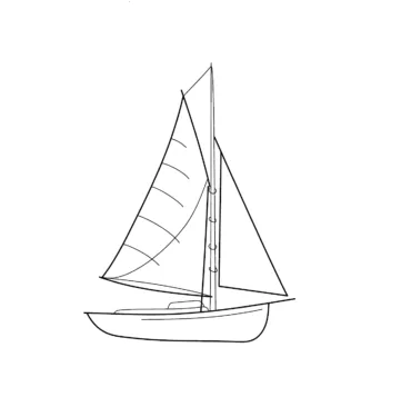 A small boat with two triangular sails