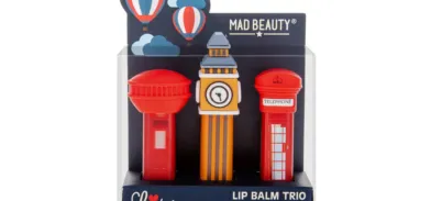 Set of three lip balms shaped as iconic London sights.
