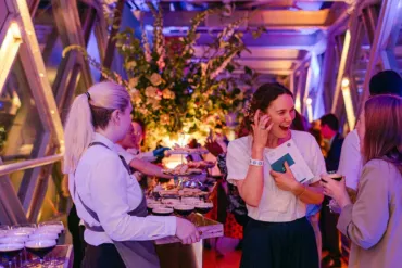 Guests attending an event on the High-level Walkways at Tower Bridge
