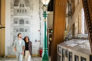 A couple at the South Tower of Tower Bridge.