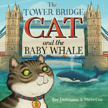 Book cover showing a cat, tower bridge and a whale in illustration
